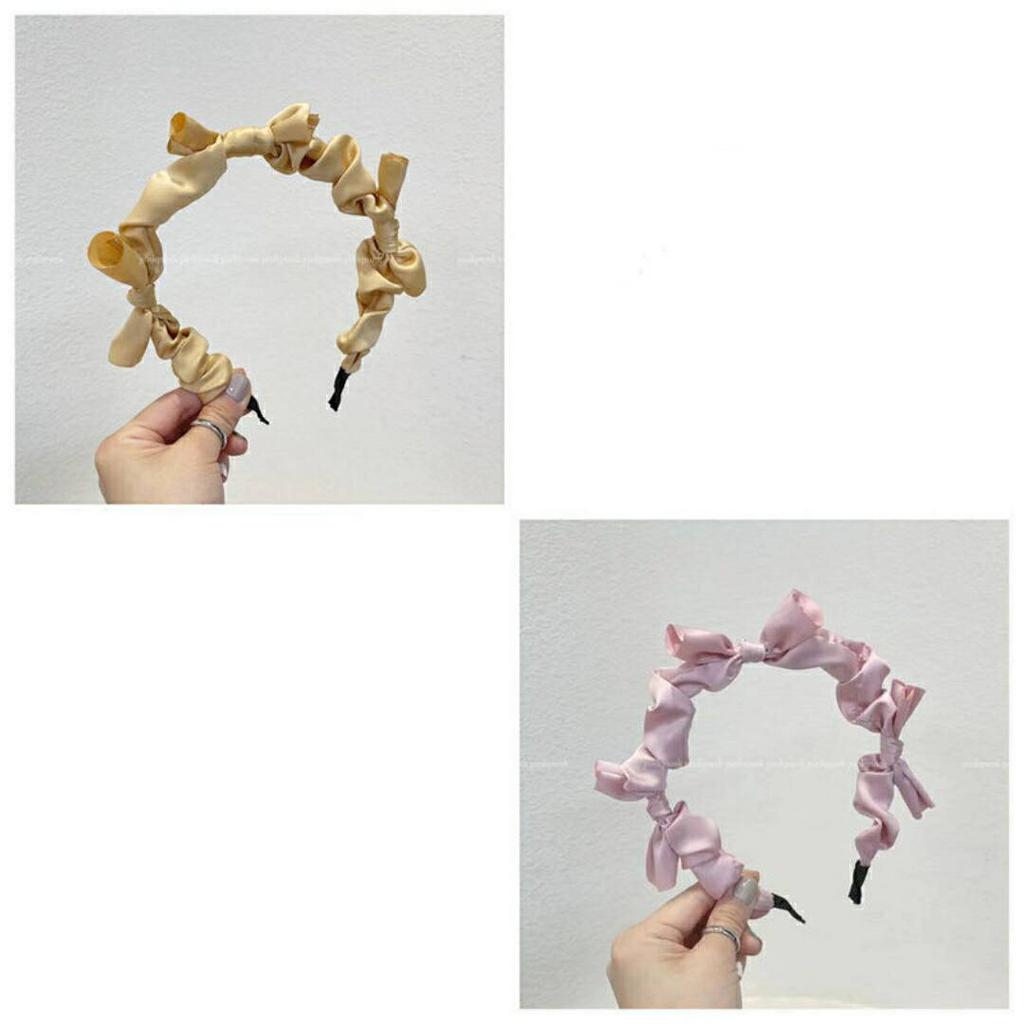Korean version ins summer bow headband solid color sweet fabric headband wearing versatile hair accessories for women