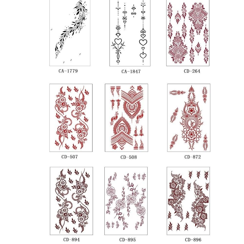 Mehndi Designs Sofort-Abziehbilder Blume Hand-Tattoo Henna-Tattoo Aufkleber Musikfestival