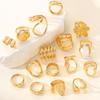 16pcs Gold Color Irregular Pearl Flower Rings Set For Women Fashion Boho Chunky Stackable Rings Party Daily Wear Jewelry Gifts