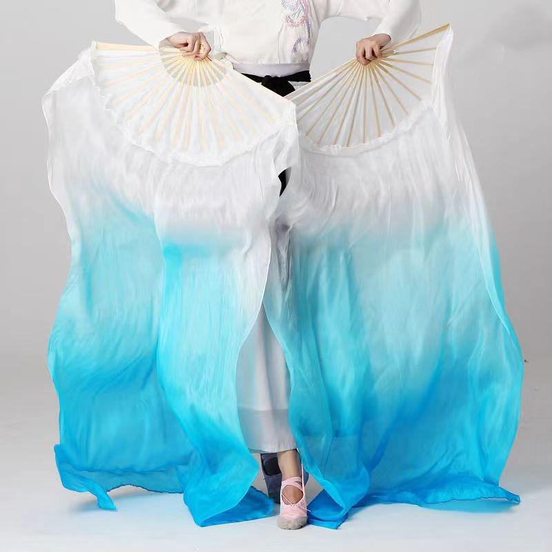 Dancing Fan Extended Floating Head Gradient Color Dance Fans Portable Belly Dance Fan Dance Performance Wedding Long Fans