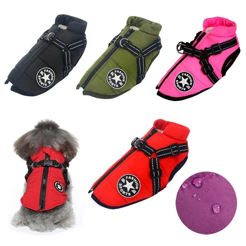 

Winter Hunde kleidung für kleine Hunde warmes Fleece große Hunde jacke wasserdichter Haustier mantel mit Geschirr Chihuahua Kleidung Welpen kostüm