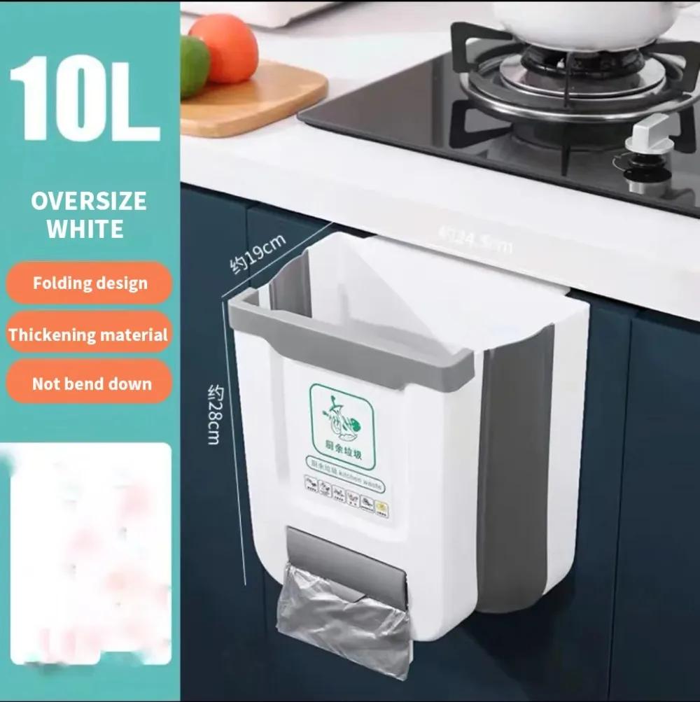 Lixeira dobrável para cozinha, lata de lixo montada na parede, lata de lixo montada na porta do armário da cozinha, lata de lixo dobrável para veículos