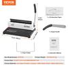 Spiralbindemaschine, Manueller Buchbinder 34-Loch-Bindung 120 Blatt, Locher einstellbar 3/16" - 9/16" Spiralbindespiralen, für Brief