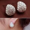 Fashion Women's Korean Style Crescent Moon Rhinestone Shining Stud Earrings