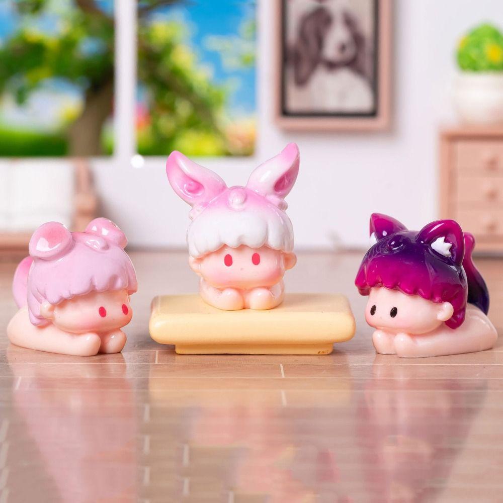 Cartoon Style Miniature Animal Figurine Modern Design Mini Animal Model  Fairy Garden