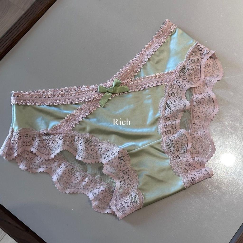 Lady Summer Pure Desire Sexy Lace Satin Breathable Bag Hip Without Mark in Waist Triangle Briefs