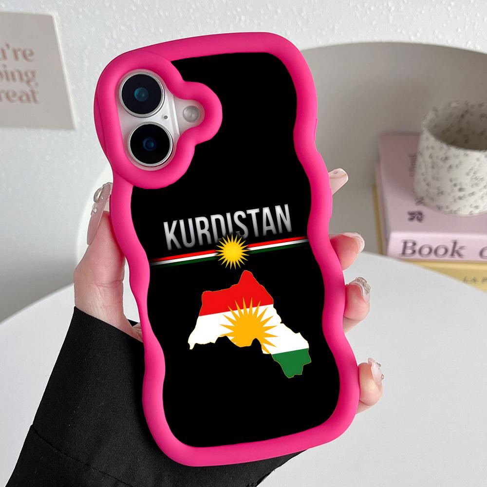 Kurdistan Flag Wavy Edge TPU Mobile Phone Case for iPhone 17 16 15 14 13 12 11 Air Pro Max Plus Colorful Cover