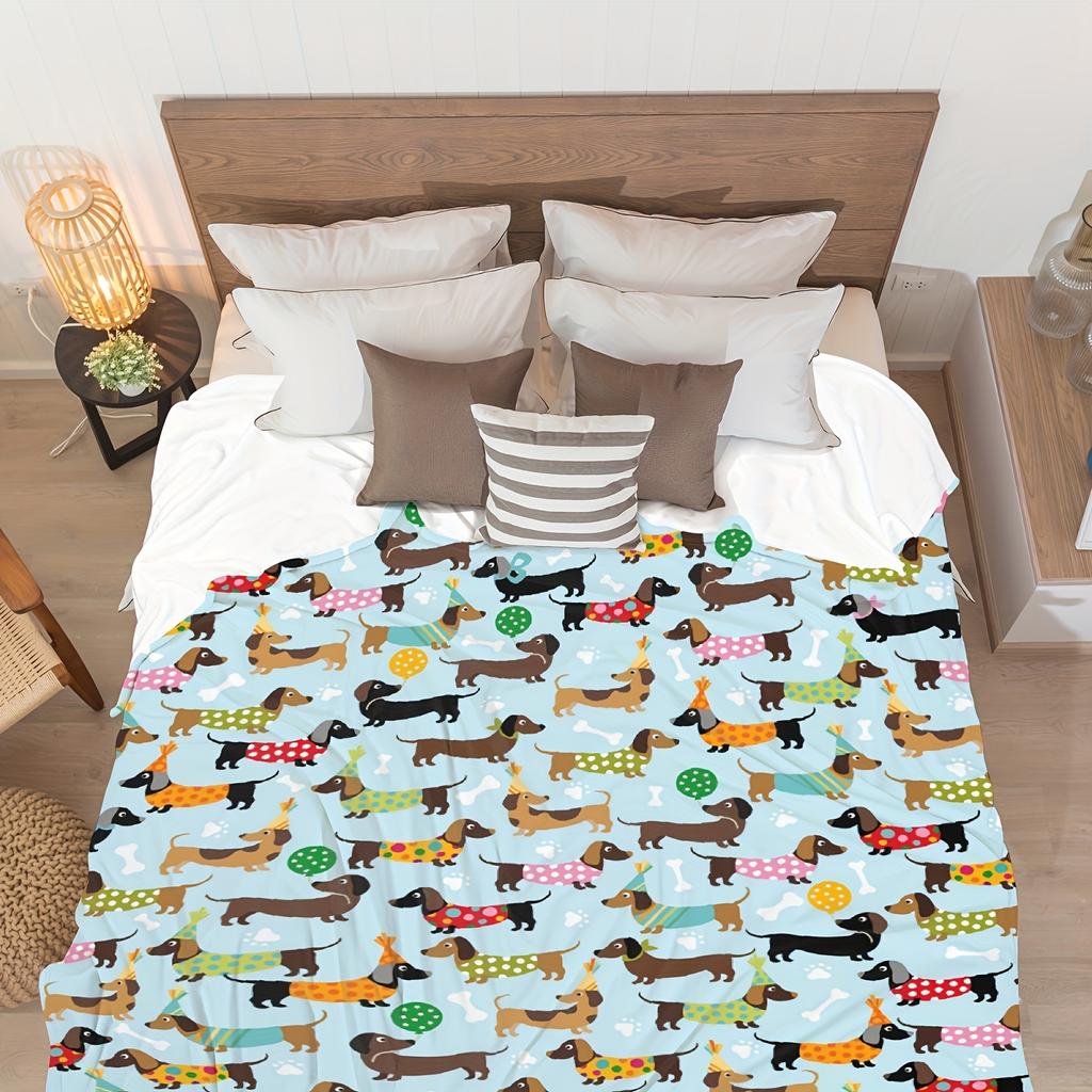 Dackel Welpen Flanelldecke - Rustikale Bandanas & Polka Dots | Weich Warm Ganzjährig, Büro Camping Zuhause, Geschenk für Hundeliebhaber