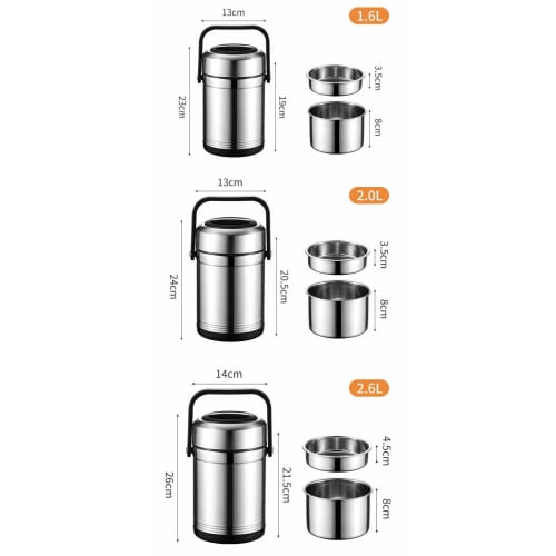 TAKEY Insulated Lunch Box, 304 Stainless Steel Rice Jar, 3-Tier, Large Capacity, Vacuum Insulated, Long-Term Heat Retention, Airtight, Leak-Proof, Dur
