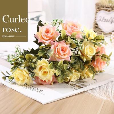 Seta artificiale 1 mazzo di rose arricciate bouquet floreale tavolo casa decorazioni per matrimoni fiori finti artigianato decorazioni per feste