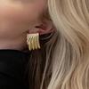 Chic Stainless Steel 18K Gold Wave Pattern Earrings - Light Luxury Geometric Studs
