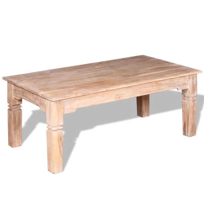 Table basse - vidaXL - Bois d'acacia - 110 x 60 x 45 cm - Blanc - Contemporain