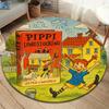 Pippi Longstocking Round Area Rug,Carpet Rug for Living Room Bedroom Sofa Playroom Decor,Non-slip Floor Mat