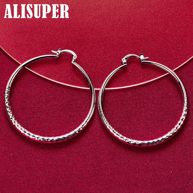 Bijuterii cercei cu cerc cu cerc mare de 50 mm din argint sterling 925