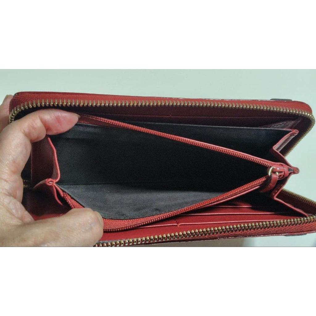 Used Gucci Long Wallet Microguccissima Nice Round Zipper Red With Box