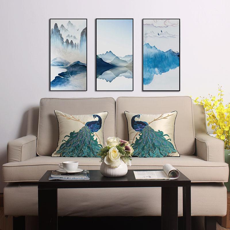 New Chinese Embroidered Peacock Throwing Pillow,Cushion,Sofa Cushion Cover,Bed Waist Pillow Cover