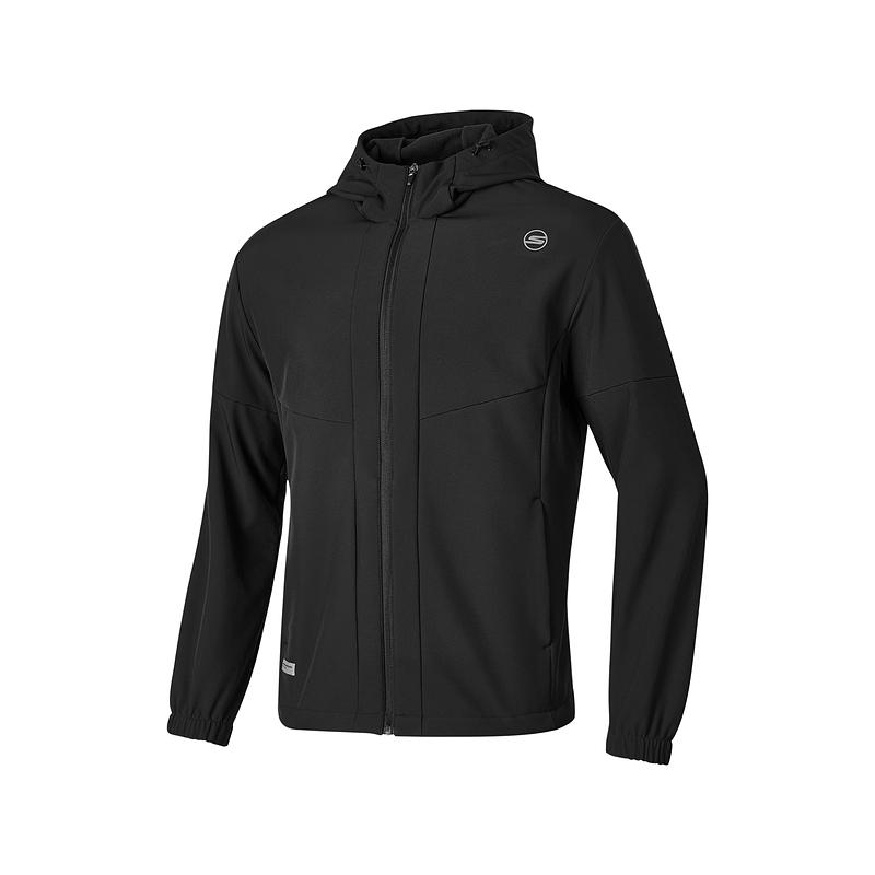 Skechers Soft Comfortable Stain-Resistant Woven Hooded Windbreaker Jacket Men jackets Carbon-Black P424M158-0018 S