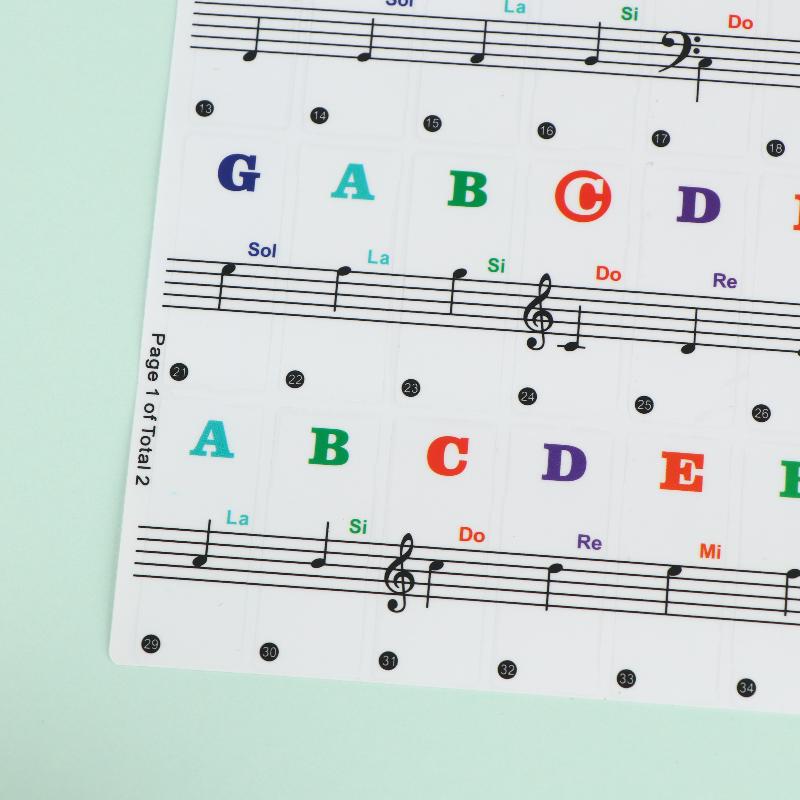 1 Set Beginner Letter Piano Sticker 88/61/54/49 Keys With Removable Colored Note Labels Piano Keyboard Stickers