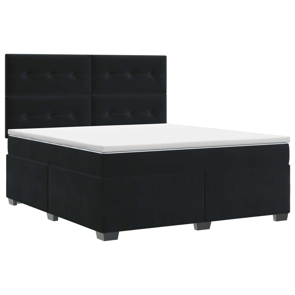 Box Spring Bed with Mattress Black 140 X 190 Cm Velvet