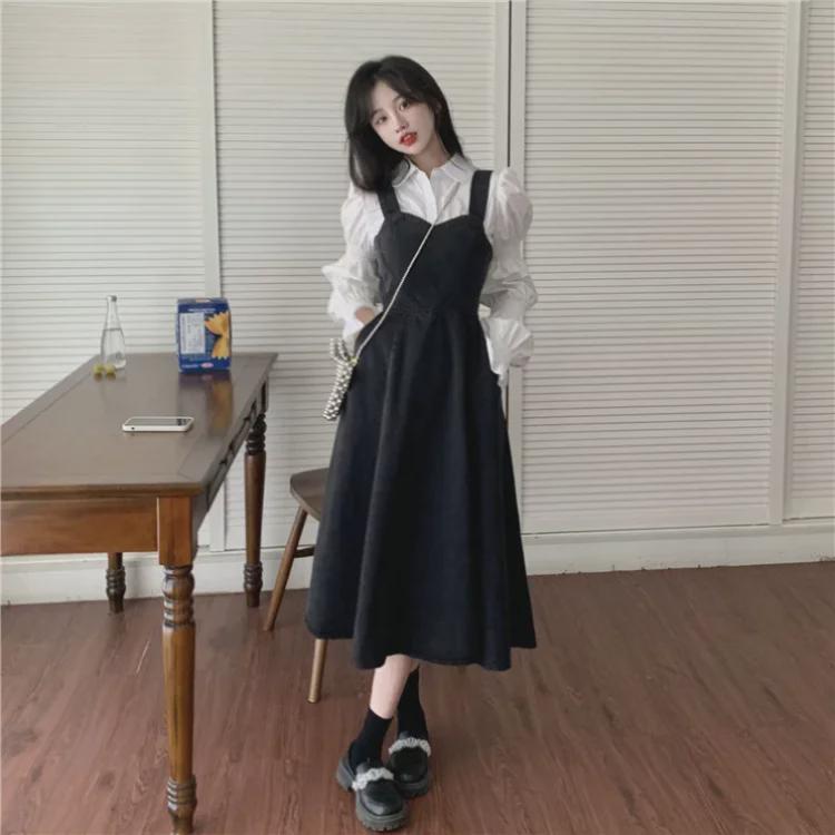 Women's Chic French-Style Denim Overall Skirt - Retro, Sweet, and Elegant Hong Kong Inspired Design