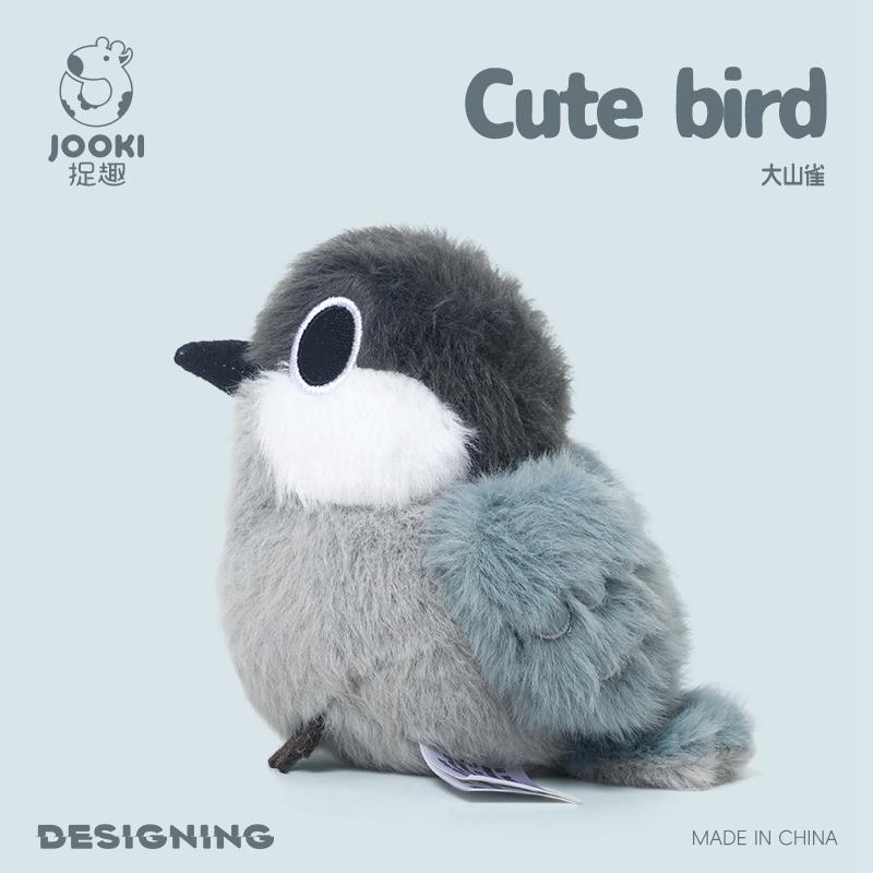 Mini Levensechte Pluche Knuffels Pluizige Vogel Zachte Poppen IJsvogel Mus Vorkstaart Zonvogel Spreeuw - Kinderverjaardag Kerstcadeaus 11cm gray