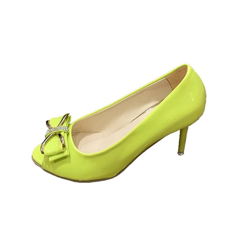 Zapatos de mujer en oferta Sandalias de boca de pez de alta calidad Sandalias de verano con punta abierta Zapatos de tacón de aguja o tacones finos 35 verde