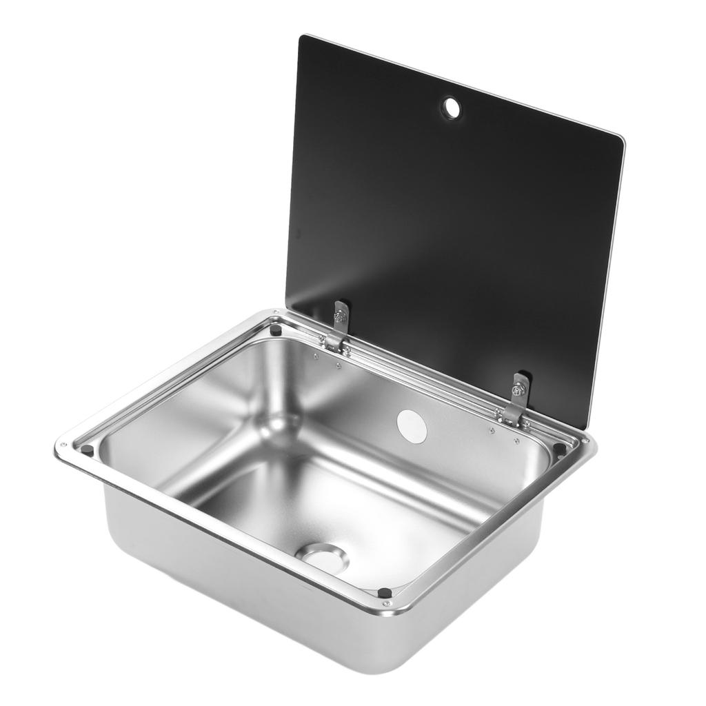 Kitchen Sink 304 Stainless Steel Flat Smooth Surface Easy Clean Square Water Sink for RV Yacht Bathr
