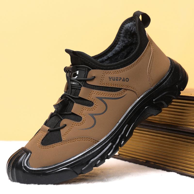 24 autumn and winter new men's mountaineering casual sports shoes single cotton same fashion Korean version trend velvet thickened cotton shoes