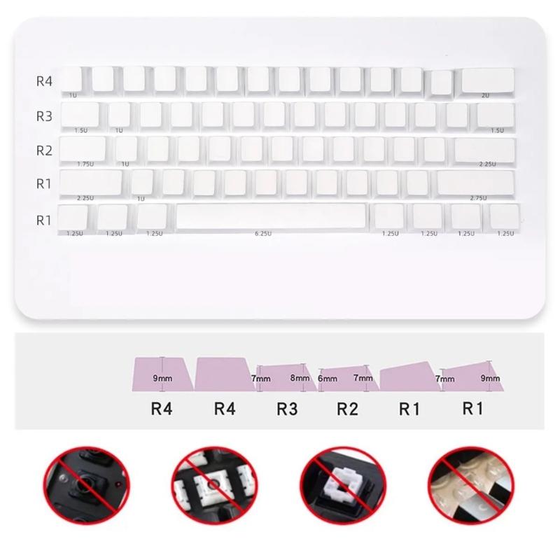 Original Height 61 Key White Keycaps Durability PBT Keycap For Customizing Mechanical Keyboards At Home Or Work