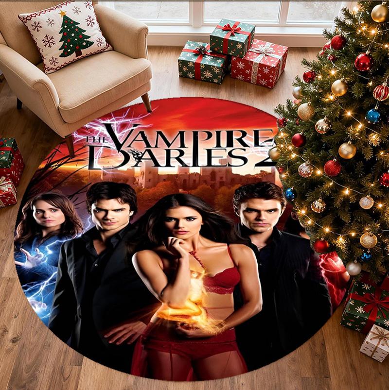 The Vampire Diaries Patroon Rond Tapijt, Binnen/Buiten Mat, voor Picknick, Speelkamer, Slaapkamer, Kantoor, Woonkamer, Huisdecoratie Tapijt, Verjaardagscadeau
