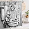 Cute Cartoon Cat And Dog Shower Curtain, Bathroom Decorative Curtain, Printed Shower Curtain, Home Decoration Curtain With Hooks