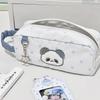 Durable White Pen Bag Large Capacity Star Panda Pattern Pencil Case Handheld Portable Stationery Storing Bag Students