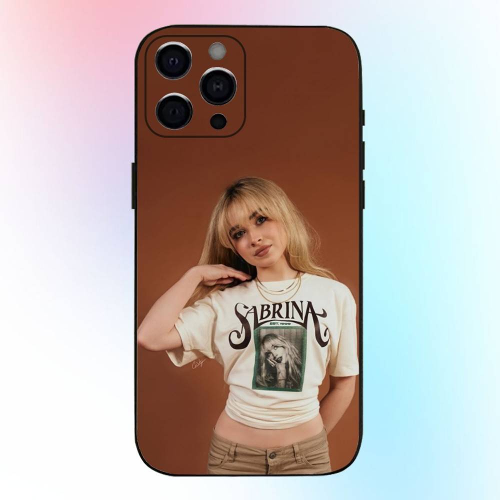 Sabrina Caprenter Phone Case For iPhone17,16,15,14,13,12,11 Plus,Pro Max Soft Black Cover