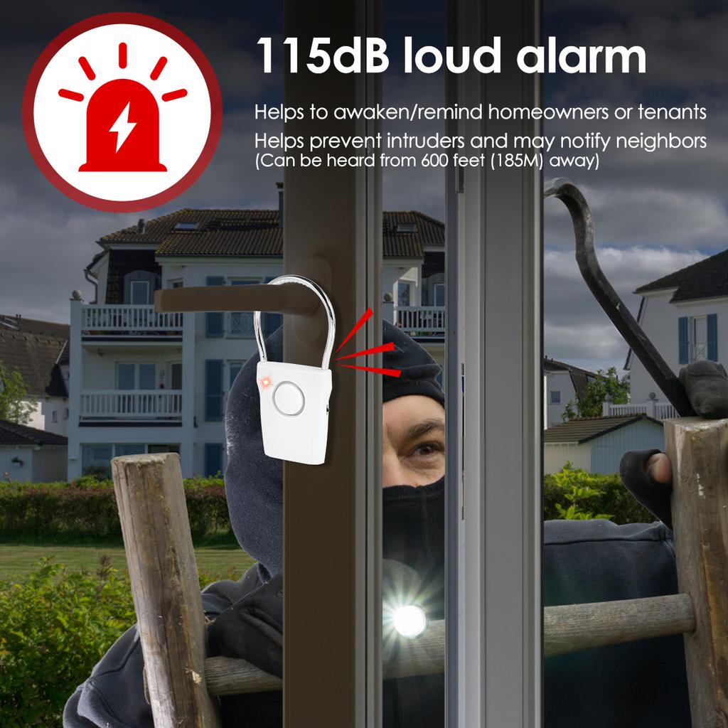 Smart Door Handle Alarm 110dB Touch Sensor Door Handle Alarm Adjustable Portable Window Alarm Ultra-Slim Detector for Travel
