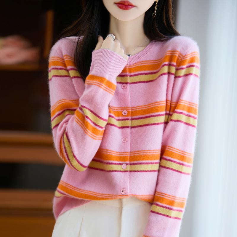AUTUMN WINTER WOOL CARDIGAN: Women’s Loose Long Sleeve Round Neck Top
