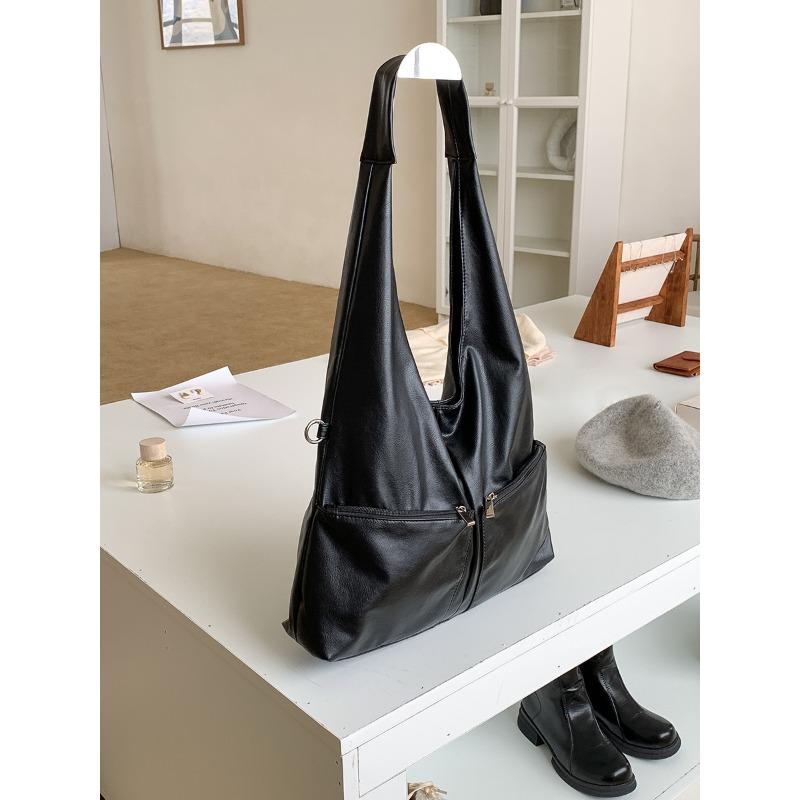 New Shoulder Bag, Soft Leather Minimalist Wind Tote Bag for College Students In Class, Large-capacity Commuter Bag for Women