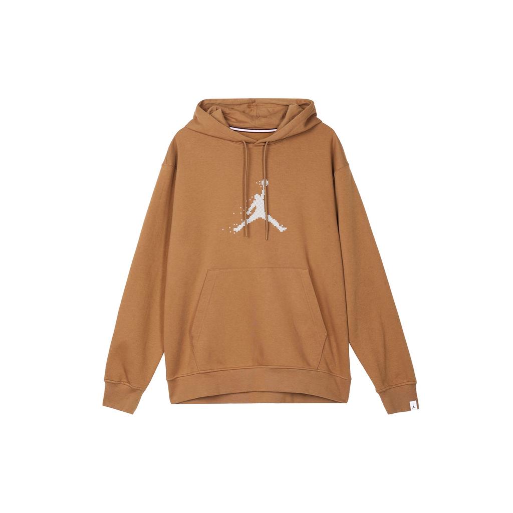 Jordan Essentials Holiday Alphanumeric Logo Print Casual Long-Sleeve Fleece Hoodie Men Hoodie Brown FD7466-281