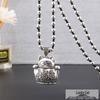 Ethnic Style Good Luck Flower Necklace with Tibetan Silver Longevity Lock Pendant