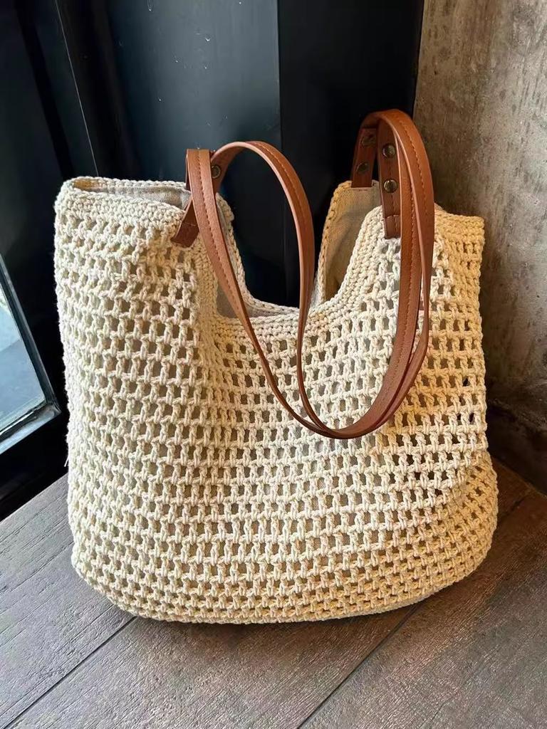 Boho gewebte große Tragetasche mit Magnetverschluss für den täglichen Gebrauch