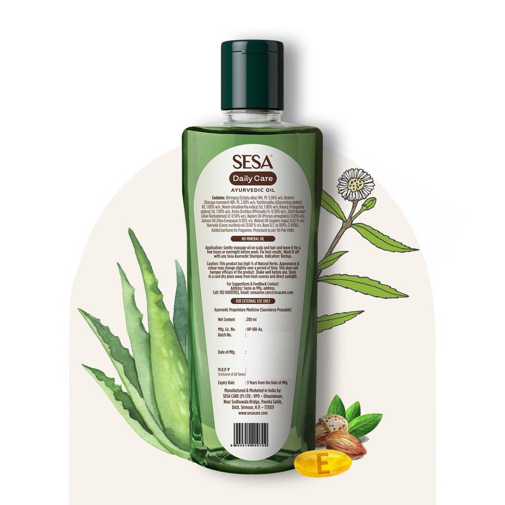 Huile ayurvédique pour le soin quotidien des cheveux (200 ml), Soin Quotidien Huile Ayurvédique Sesa
