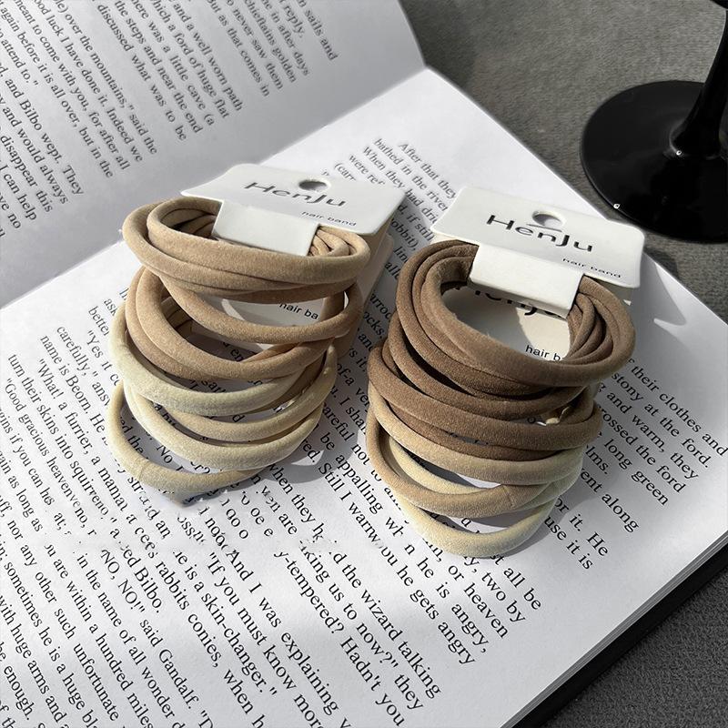 Solid Color Fabric Elastic Hair Band Six-piece Set Fashionable and Simple Elastic Hair Rope Niche Versatile Low Ponytail Headrope