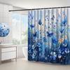 1Pc Elegant Watercolor Blue Floral Butterfly Shower Curtain - Premium Polyester Bathroom Decor With Hooks, Machine Washable Arti