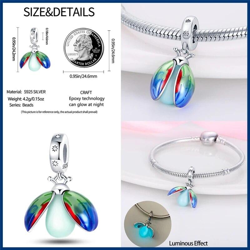 100% 925 Sterling Silver Firefly Charms Evil Eye Air Balloon Blue Charms FitNew Original Bracelet DIY Jewelry Making