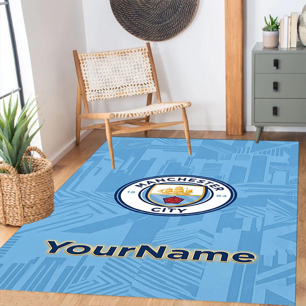 Manchester City Customized Name Carpet Suitable for Outdoor Kitchen Study room Playrooms Antislip Carpet Anime Office Decor Birthday/Christmas Gift