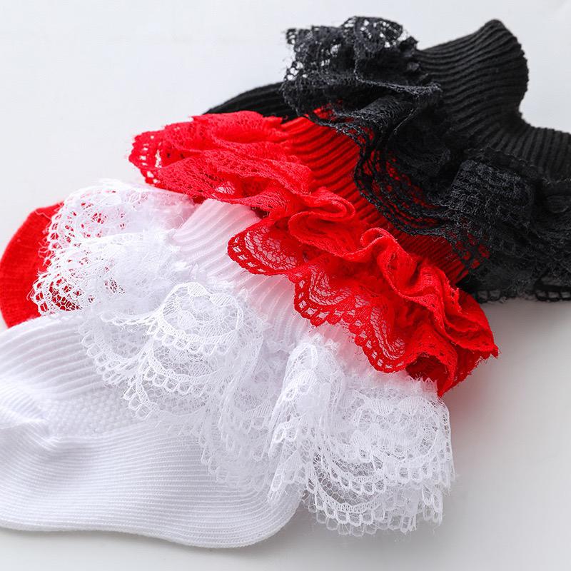 3/5Pairs 0-5Years Old of Newborns Solid Color Lace Socks soft and delicate Solid Color Socks Unlimited Creativity Fashion Weapon