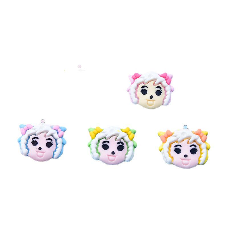 Colorful Resin Cartoon Sheep Pendant with Bow - Cute Animal Hanging Ornament for DIY Jewelry