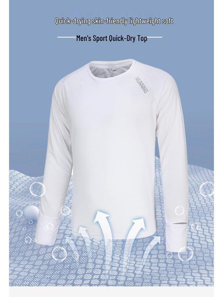 Herren Schnelltrocknendes Langarm-Sport-T-Shirt für Laufen, Basketball und Radfahren