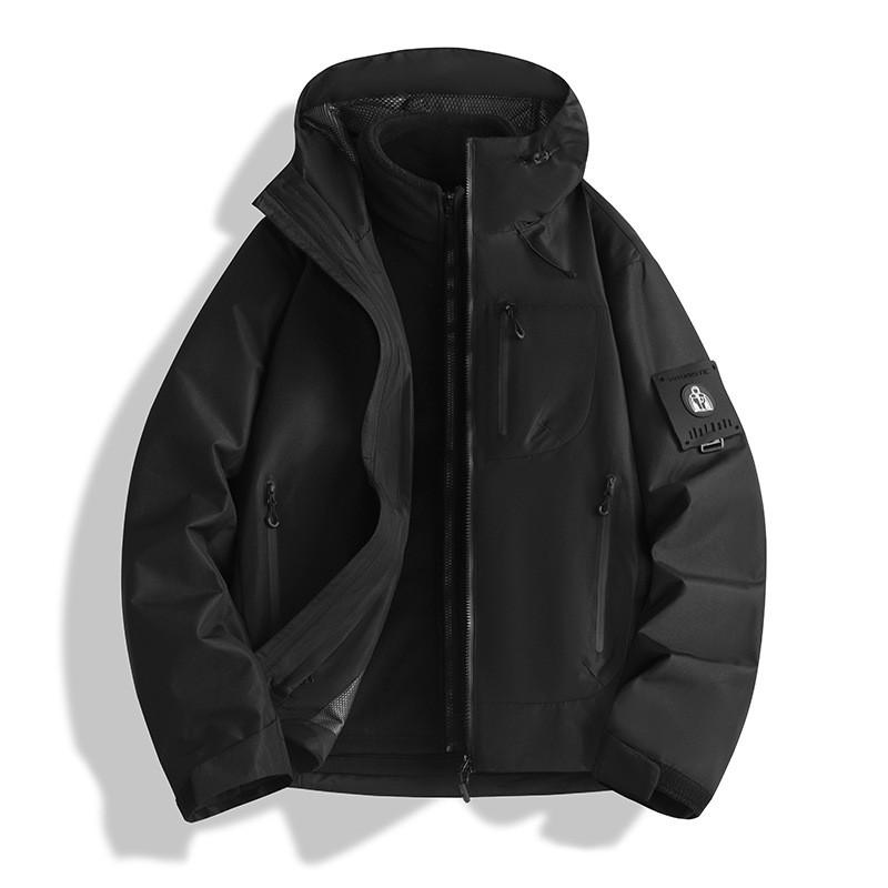 Unisex 3-in-1 Windproof Waterproof Softshell Jacket With Removable Fleece Liner Hiking Camping Travel