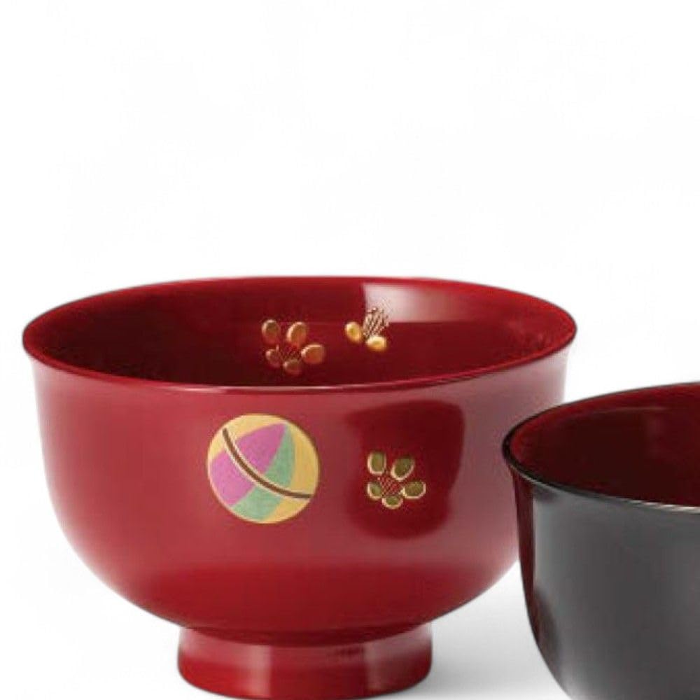 Set of 2 Lacquerware Made in J-kitchens Bowls, Hand-Painted, Japan, PID-529388