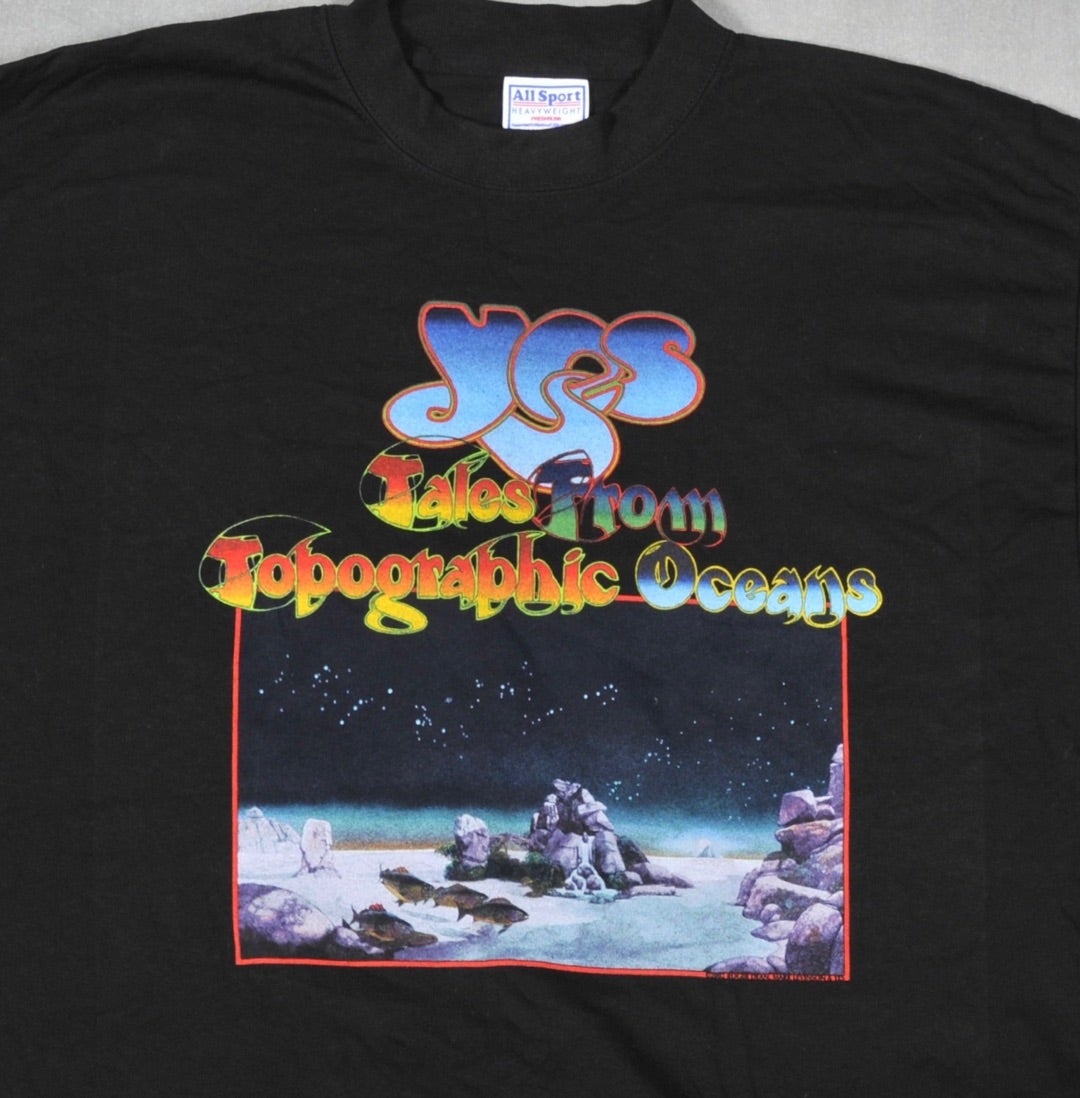 Progressive Rock YES Classic Album Poster Tales From Topographic Oceans Print Men Women Fashion Crewneck Cotton Top Oversize Tee XL